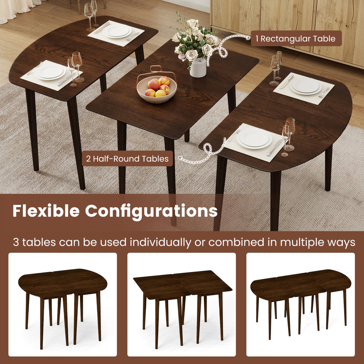 Rectangular Wooden Dining Table for 2-4 34 Inch Farmhouse Solid Wood Kitchen Table