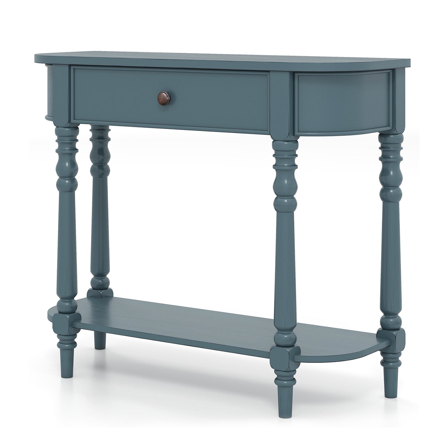 Retro Console Table36"L Wooden 2-Tier Narrow Behind Couch Foyer Table