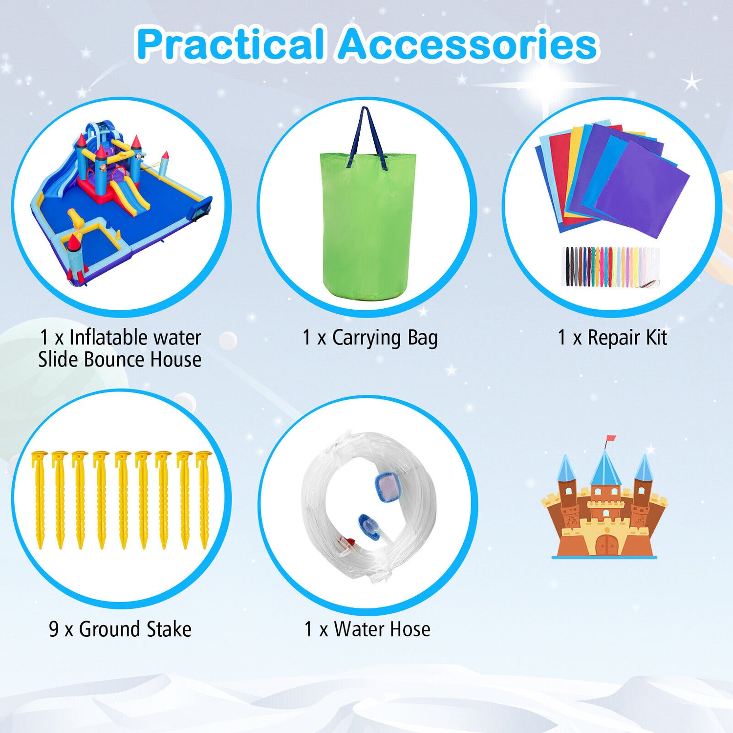 Rocket Theme Inflatable Water Slide Park