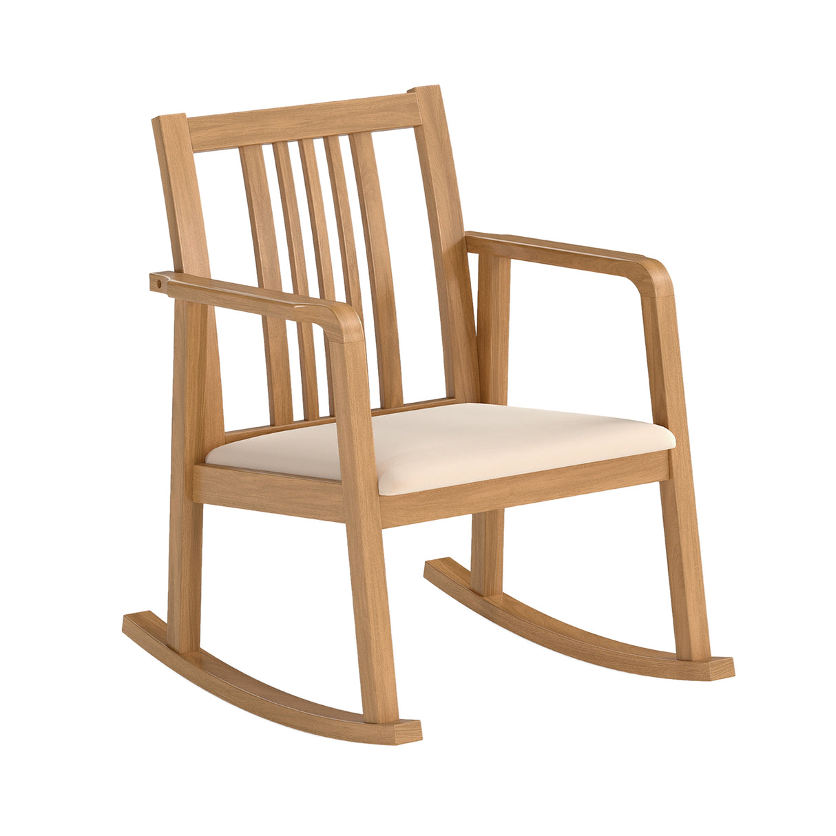 Rocking Chair with Slatted Back and Curved Armrests
