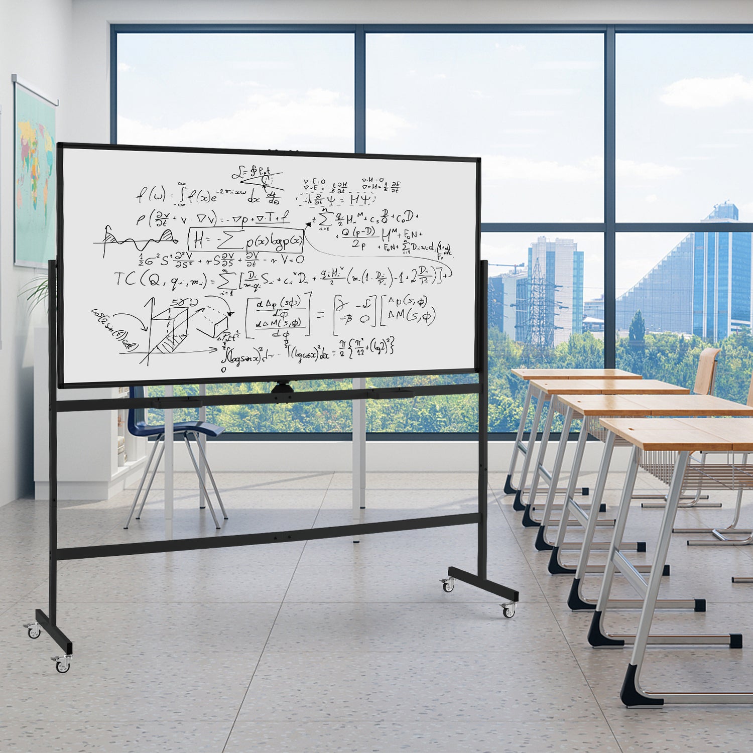 Rolling Double-Sided Magnetic Whiteboard on Wheels with Stand and Aluminum Alloy Frame