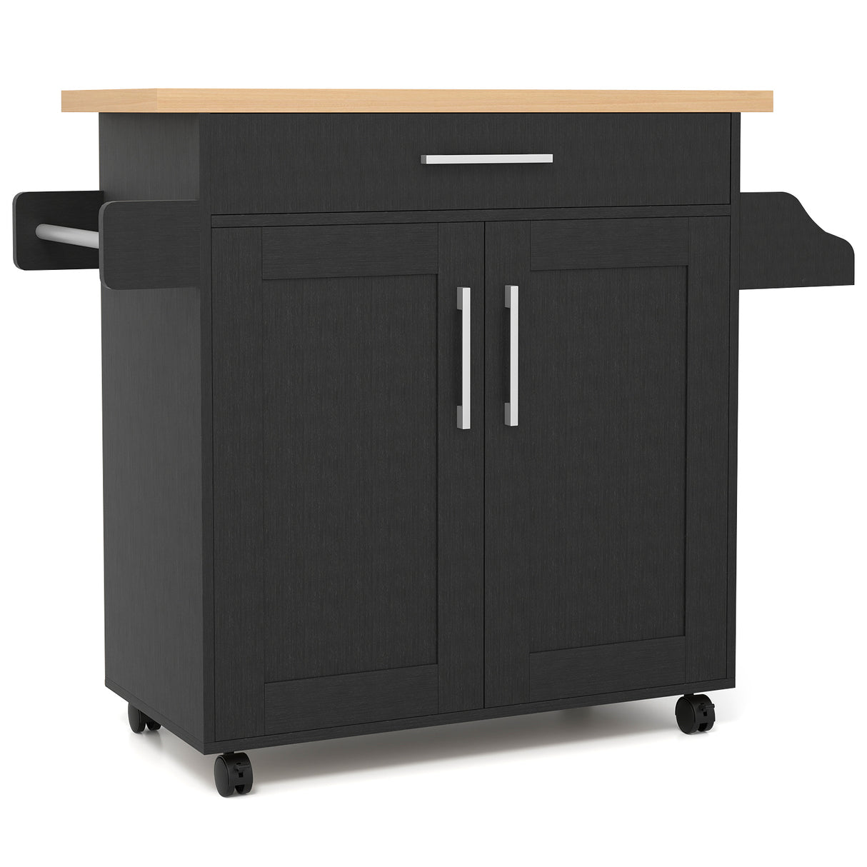 Rolling Kitchen Island Cart with Towel and Spice Rack