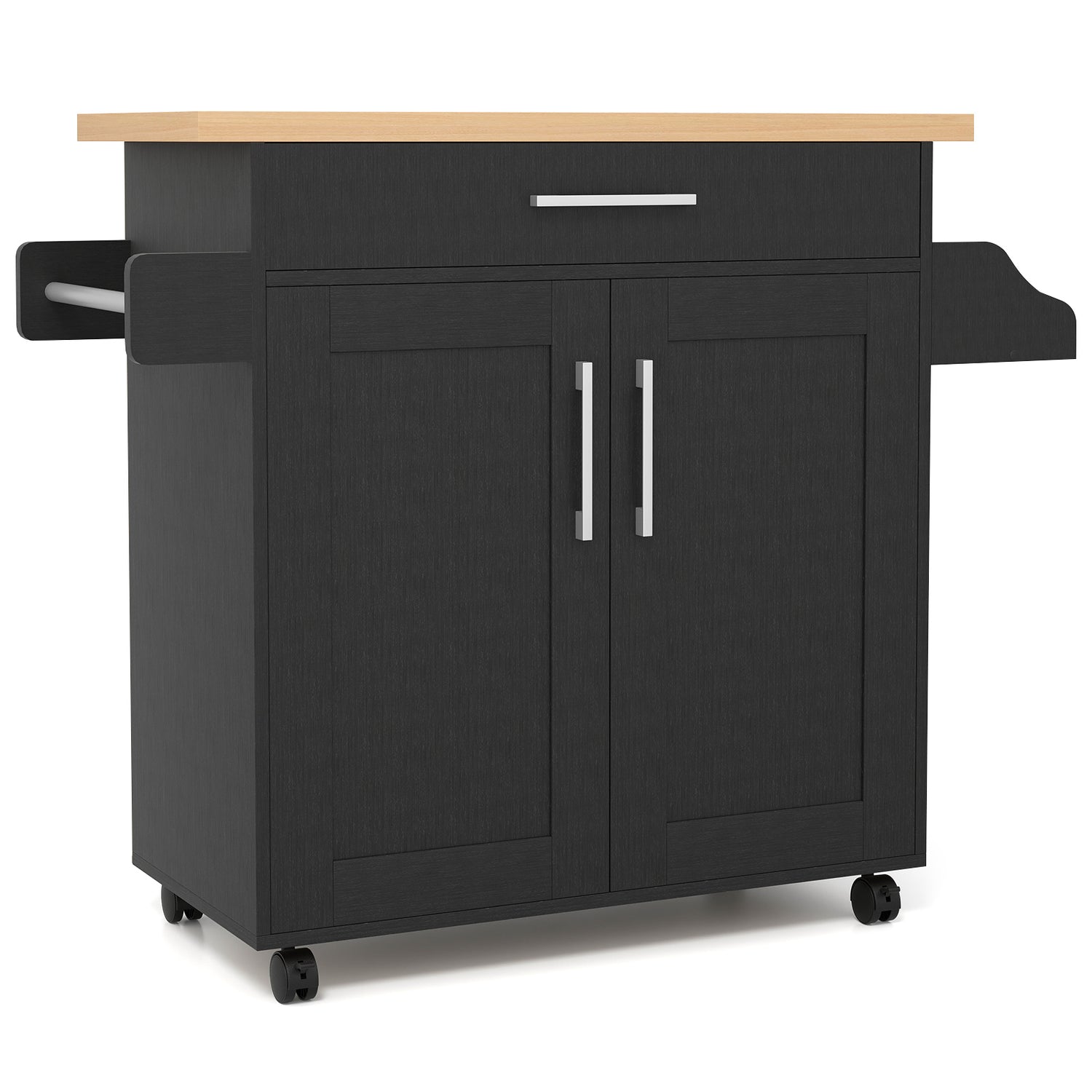 Rolling Kitchen Island Cart with Towel and Spice Rack
