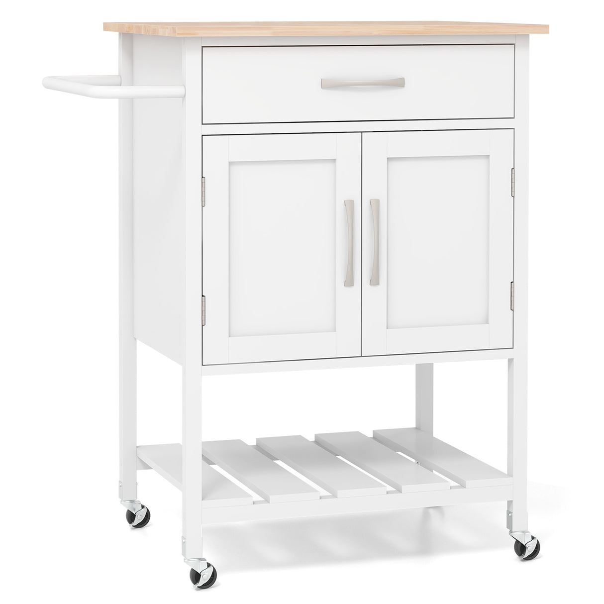 Rolling Kitchen Island Cart with Drawer and Towel Rack