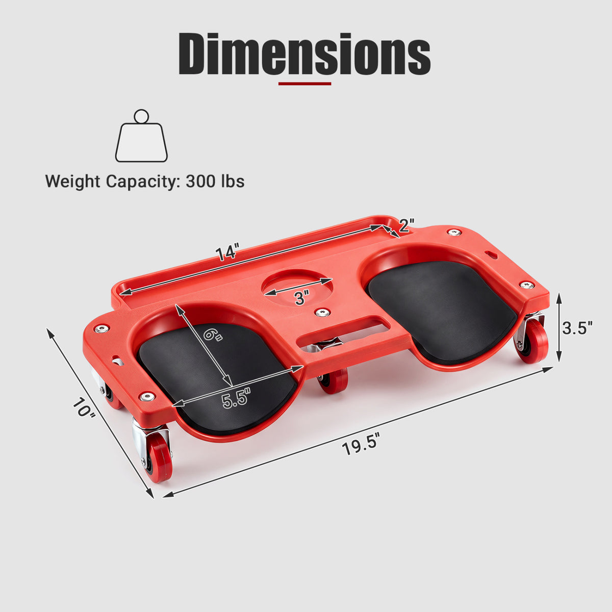 Rolling Knee Creeper with 360° Swivel Casters Lightweight Kneeling Pads