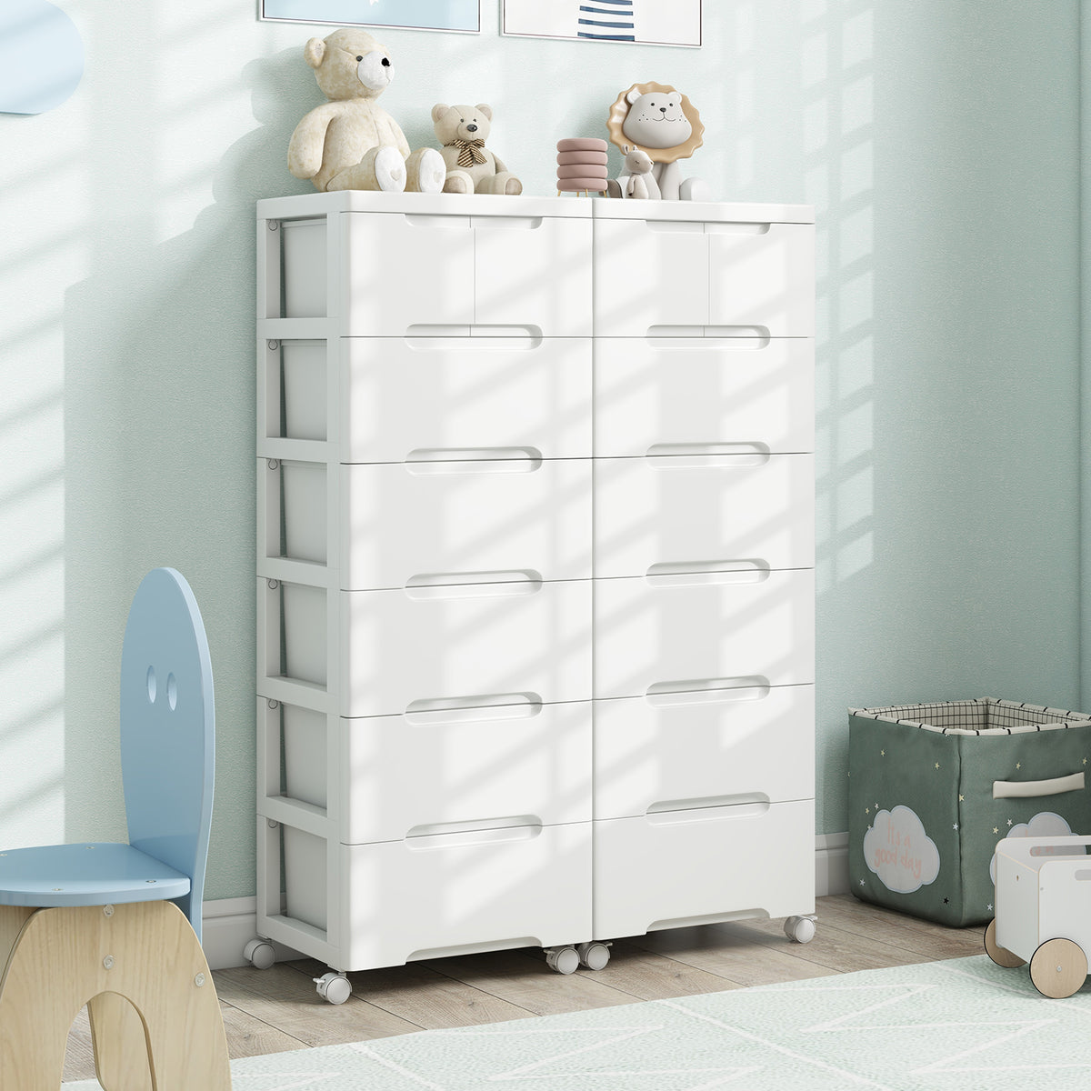 Rolling Storage Cabinet with Universal Wheels and 5/6/7 Drawers-5 Drawers