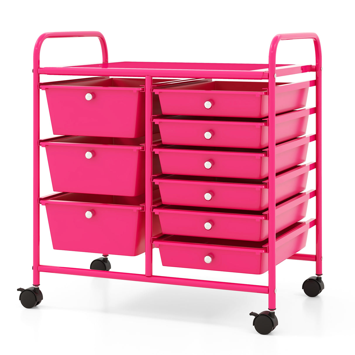 9-Drawer Rolling Storage Cart with Colorful Drawers and Metal Frame