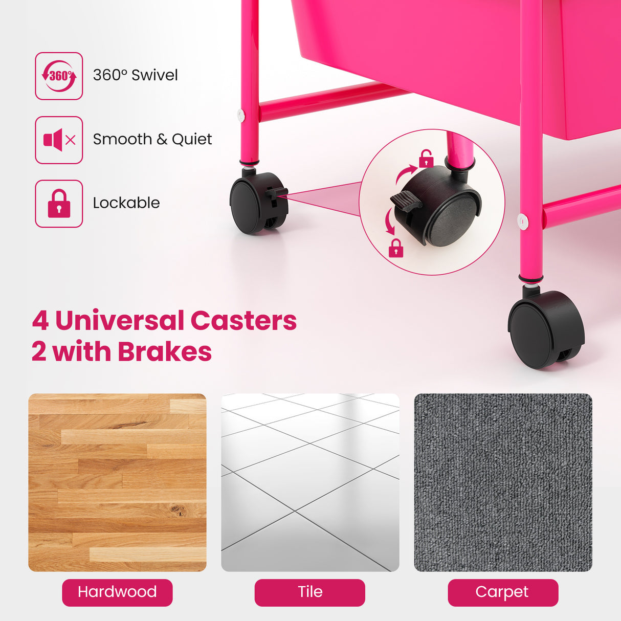 9-Drawer Rolling Storage Cart with Colorful Drawers and Metal Frame