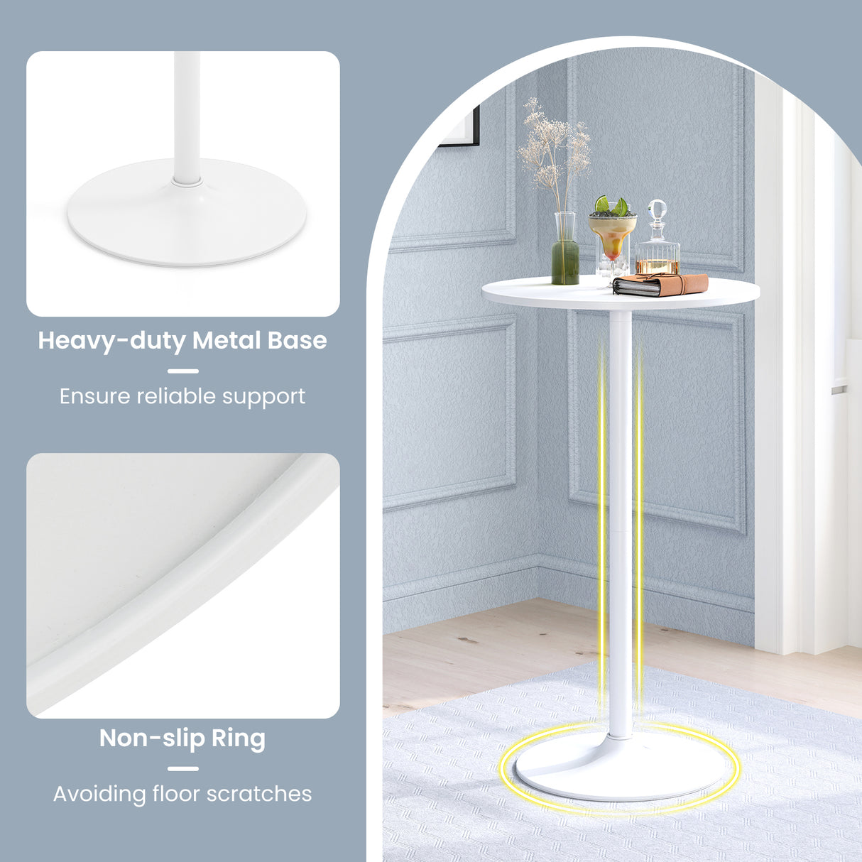 Round Bistro Table 40 Inch Bar Height Tall Coffee Cocktail Table
