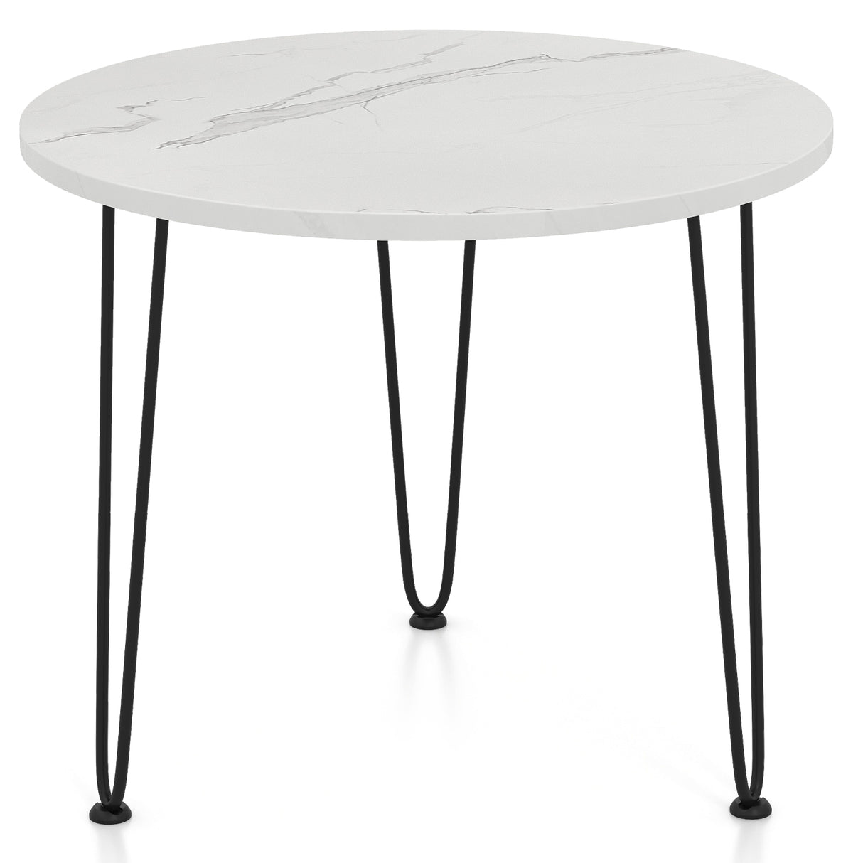 Round Coffee Table with Thickened Tabletop and Metal Tripod Legs