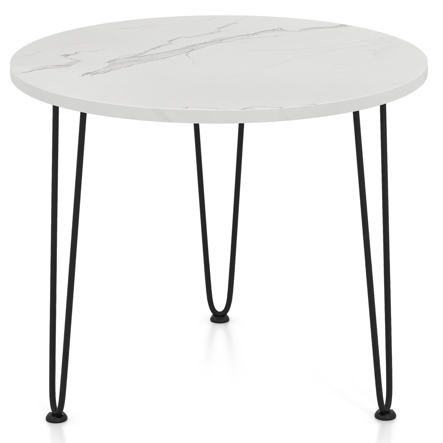 Round Coffee Table with Thickened Tabletop and Metal Tripod Legs