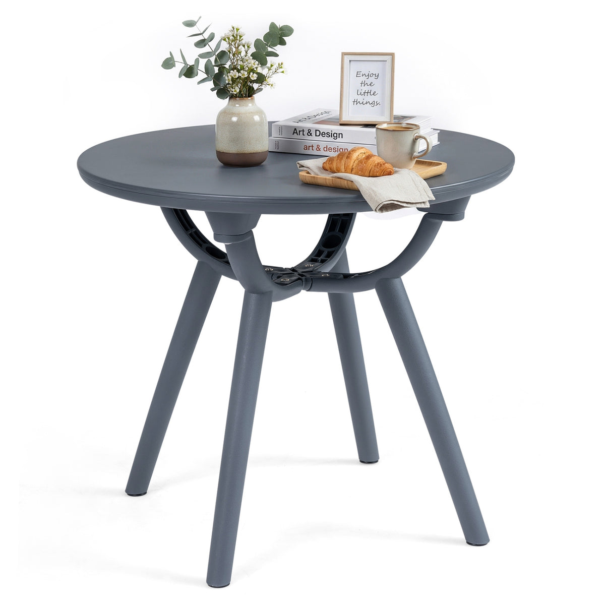 Round Patio Storage Side Table for Poolside and Balcony-set of 2