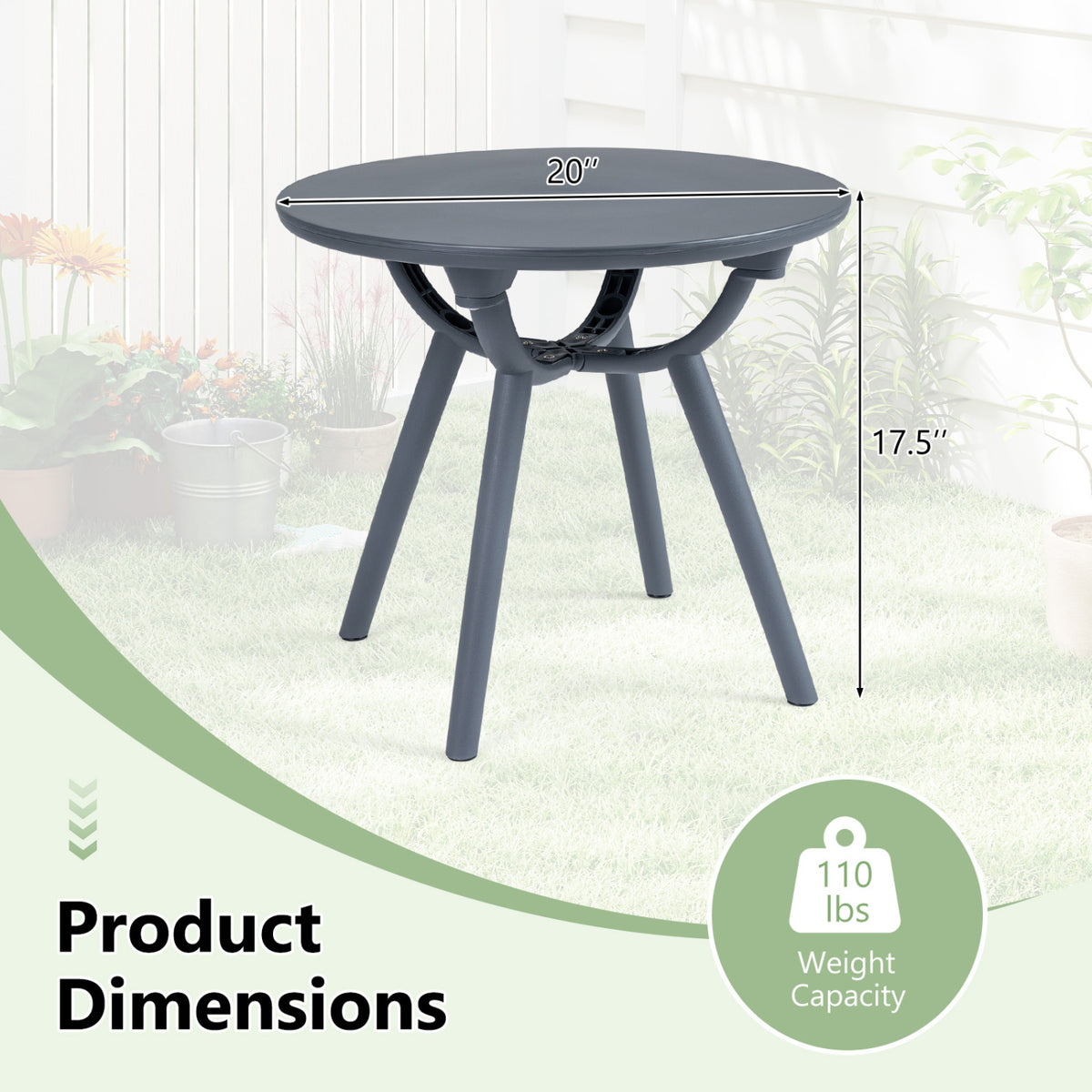 Round Patio Storage Side Table for Poolside and Balcony-set of 2