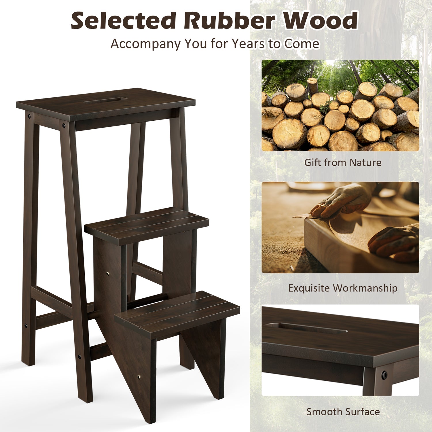 3 Tier Step Stool 3 in 1 Folding Ladder Bench