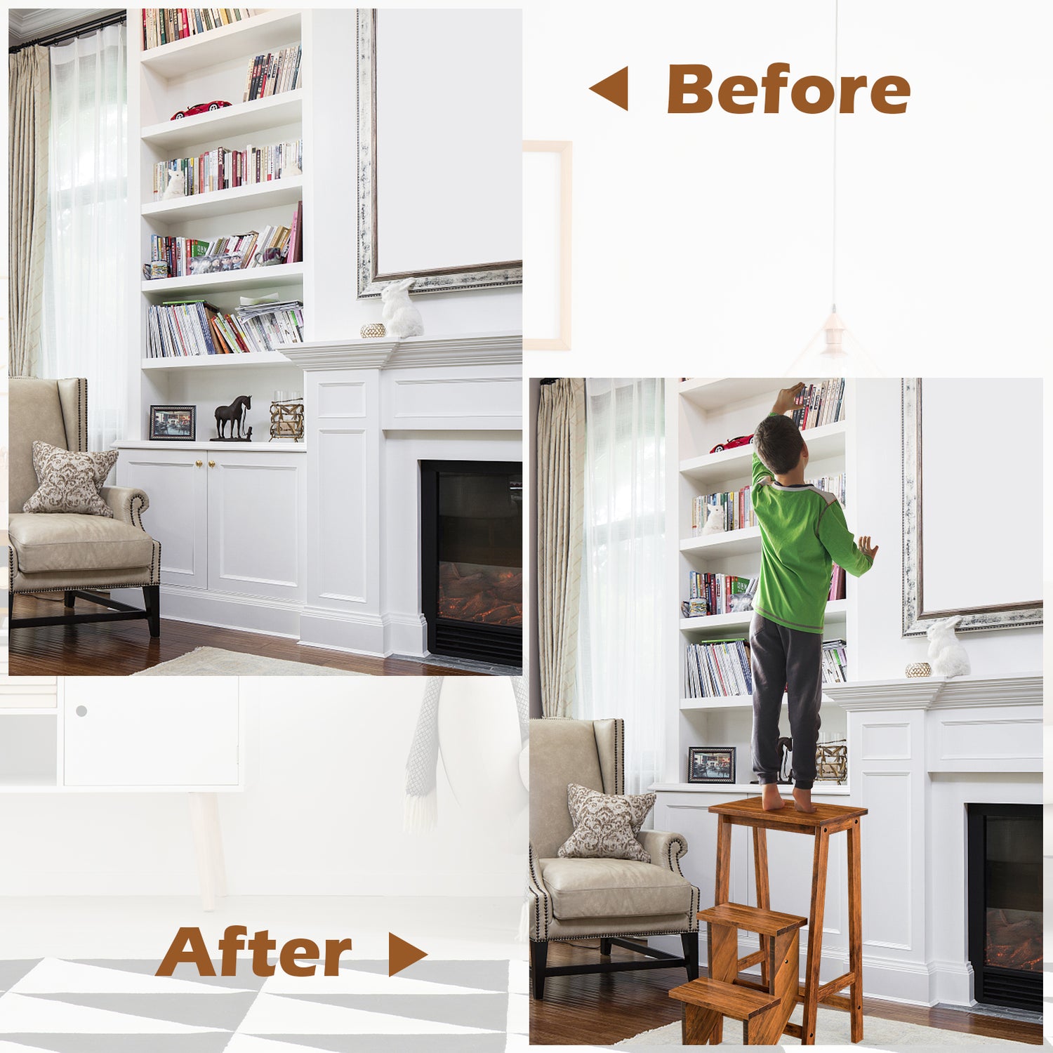 3 Tier Step Stool 3 in 1 Folding Ladder Bench