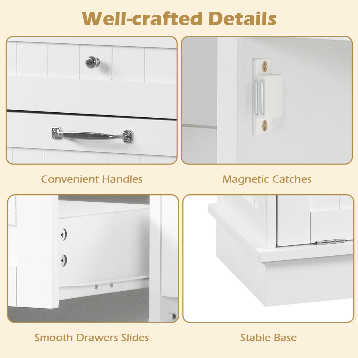 Kitchen Tilt Out Trash Cabinet with 2 Drawers and Adjustable Shelf