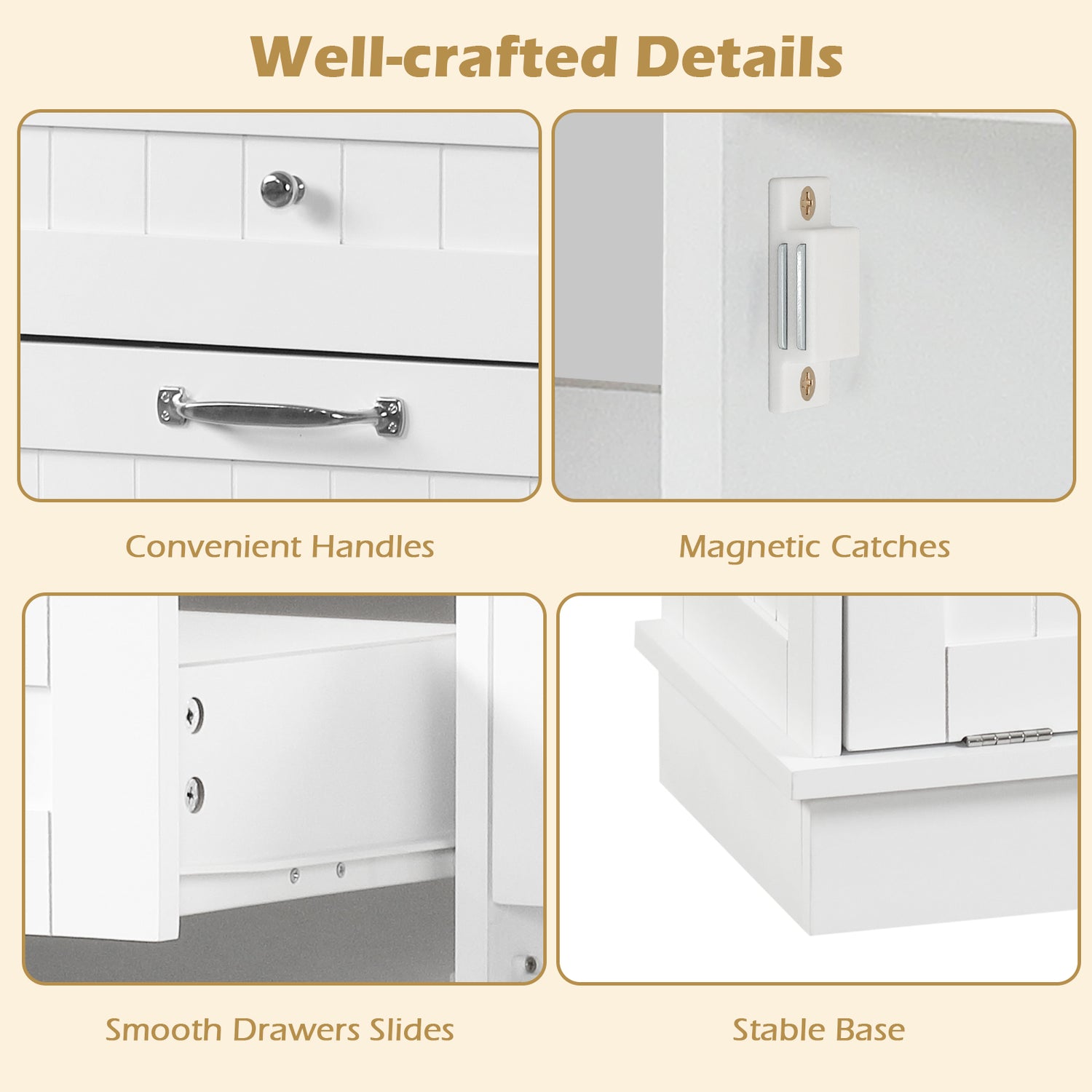 Kitchen Tilt Out Trash Cabinet with 2 Drawers and Adjustable Shelf