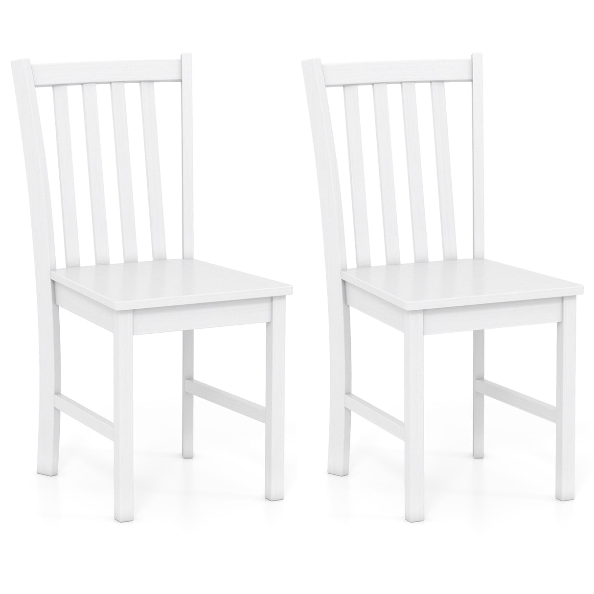 Rustic Dining Chairs Set of 2 Wooden Kitchen Chairs with Slat Tilt Backrest