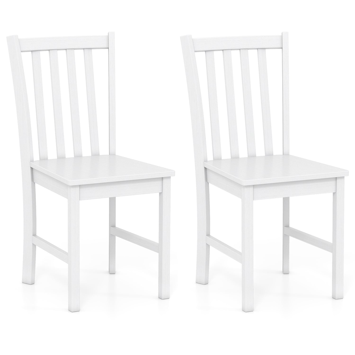 Rustic Dining Chairs Set of 2 Wooden Kitchen Chairs with Slat Tilt Backrest