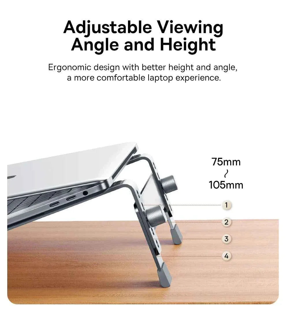 Baseus Laptop Stand Support for Notebook Aluminum Alloy 4 Gears Adjustable Vertical Stand For Macbook Air Pro 17'' Laptop Stand