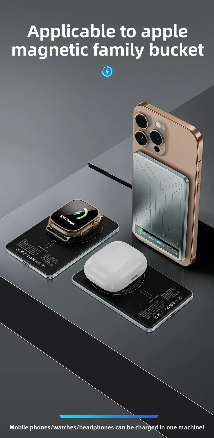 10000mAh CCC 3C Magsafe Power Bank Magnetic Wireless Phone Charger External Battery 20W Fast Charging for IPhone 16 15