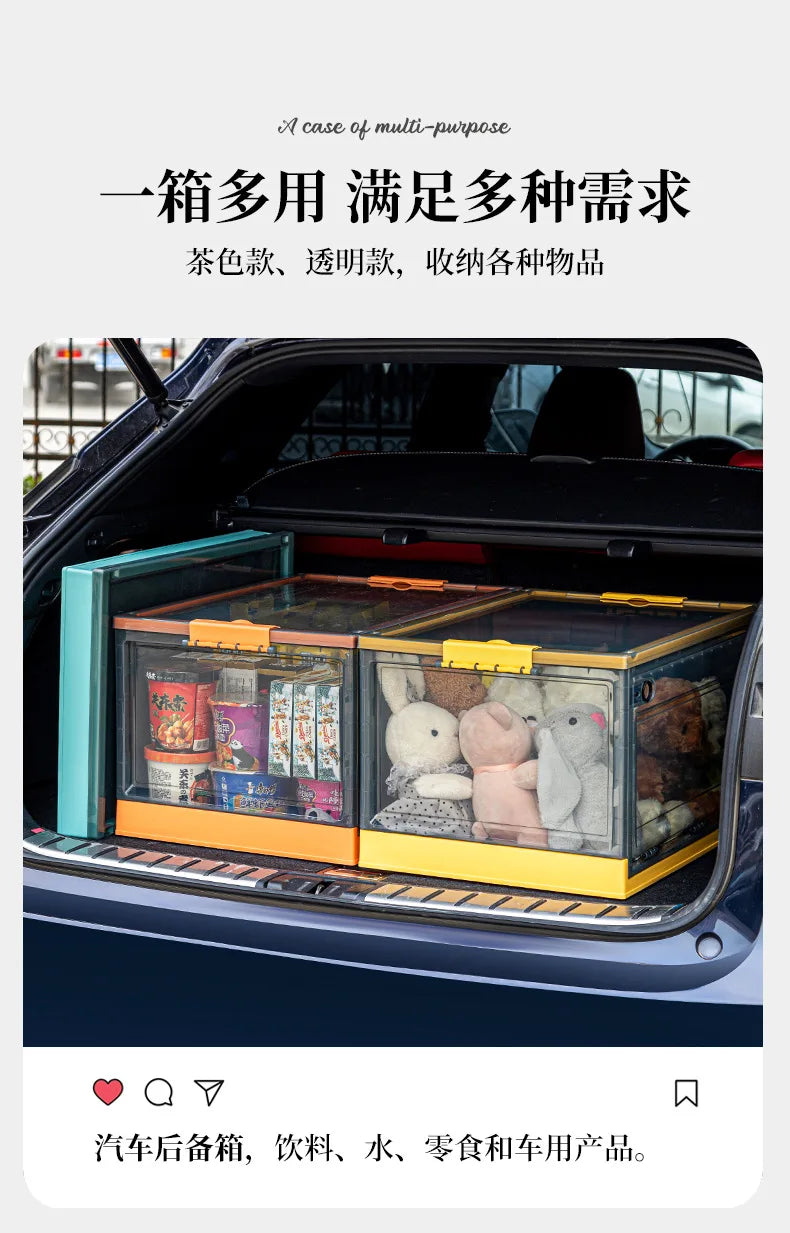 Foldable Storage Trunk Open Storage Box Transparent Storage Bin Home Wardrobe Clothes Organizer Large Capacity Sundries Box