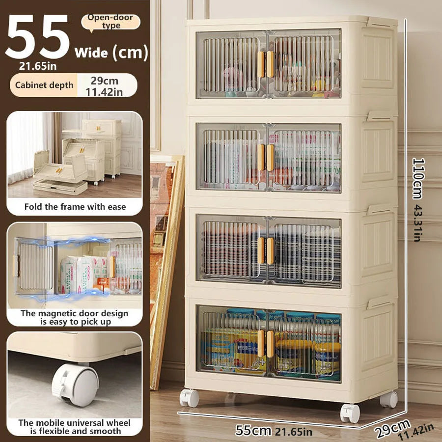 1/2/3/4/5 layers Multifunction Storage Cabinet Foldable Dustproof Wardrobe Easy-to-Install Storage Boxes