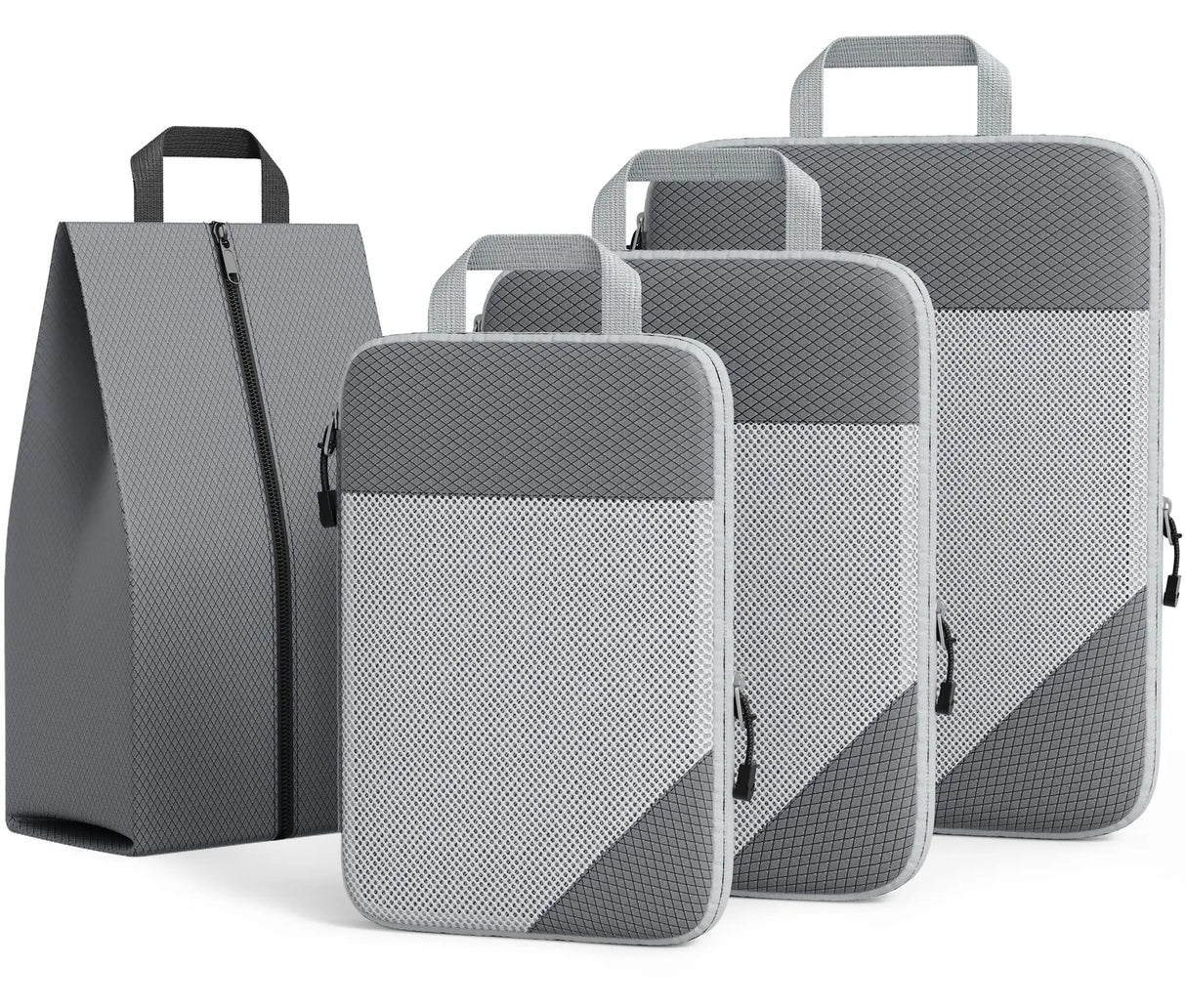 3/6PCS Compressed Packing Cubes Travel Storage Set With Shoe Bag Mesh Visual Luggage Organizer Portable Lightweight Suitcase Bag