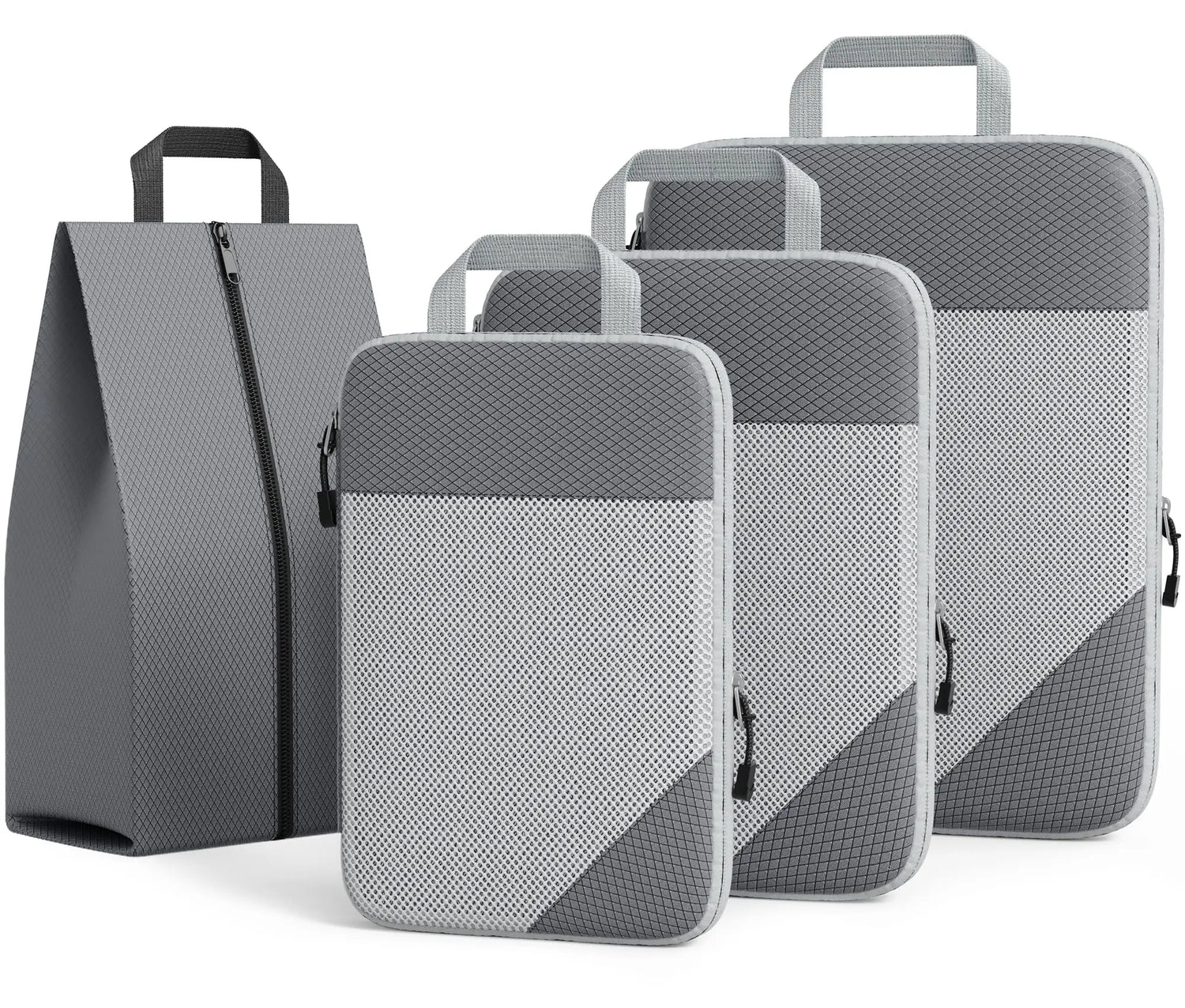 3/6PCS Compressed Packing Cubes Travel Storage Set With Shoe Bag Mesh Visual Luggage Organizer Portable Lightweight Suitcase Bag