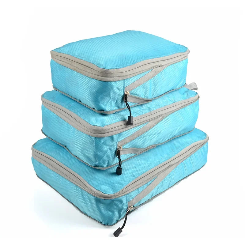 Travel Compression Packing Cubes Suitcase Luggage Organizer Set Zipper Foldable Storage Bag for Clothes Shoes Travel Accessories