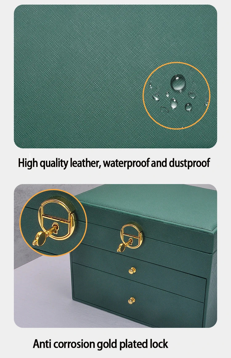 Three-layer Jewelry Storage Box for High-end Exquisite Necklaces, Earrings,Gold Jewelry and Hand Accessories with Large Capacity