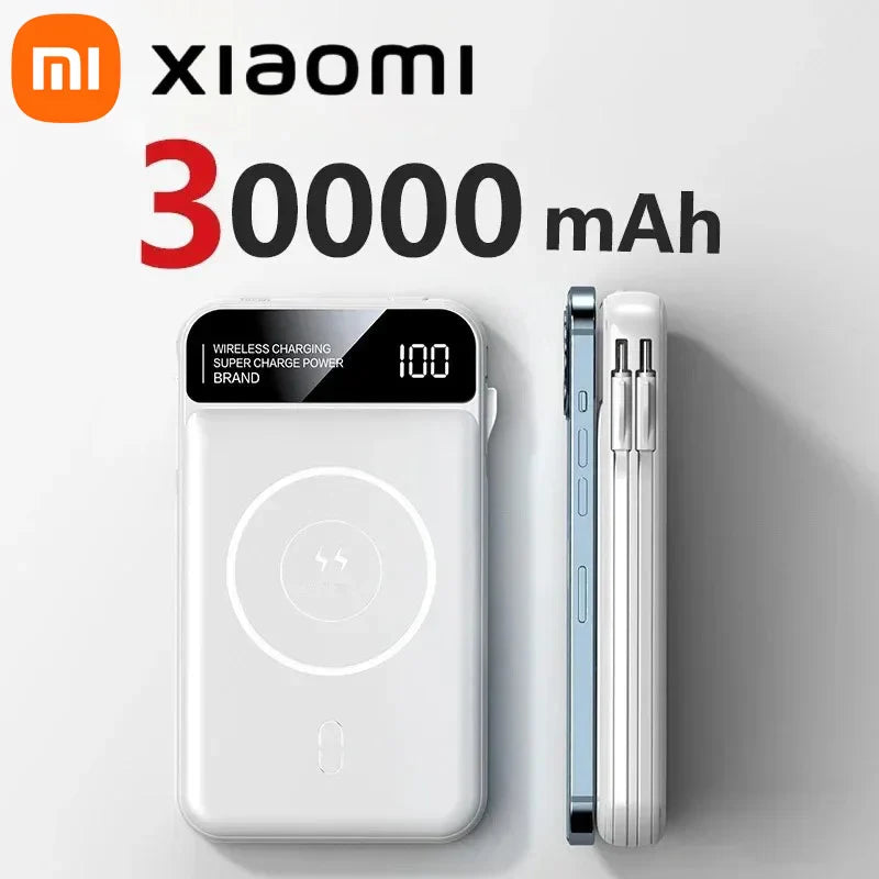 Xiaomi 50000mAh Portable Wireless Charging Power Bank Magnetic Charging Built-in Wire Mobile Phone Battery For Iphone Samsung