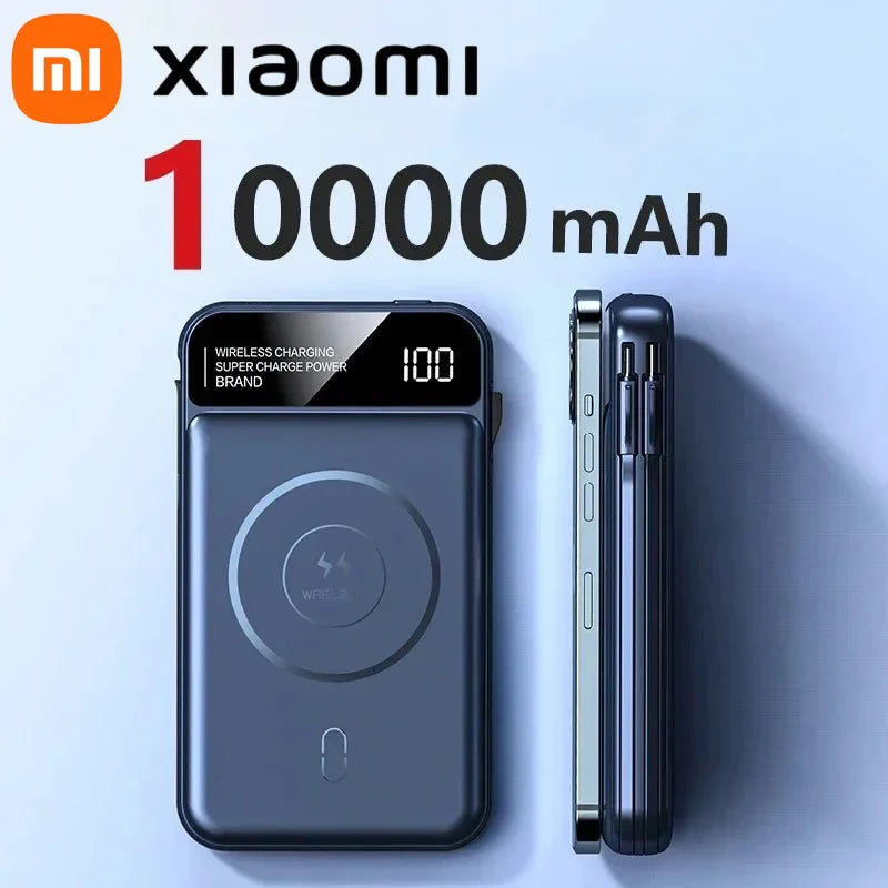 Xiaomi 50000mAh Portable Wireless Charging Power Bank Magnetic Charging Built-in Wire Mobile Phone Battery For Iphone Samsung