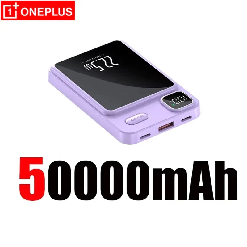 OnePlus 50000mAh Magnetic Wireless Charger Power Bank External Battery Fast Charging PowerBank For Android iPhone 15 16 Xiaomi