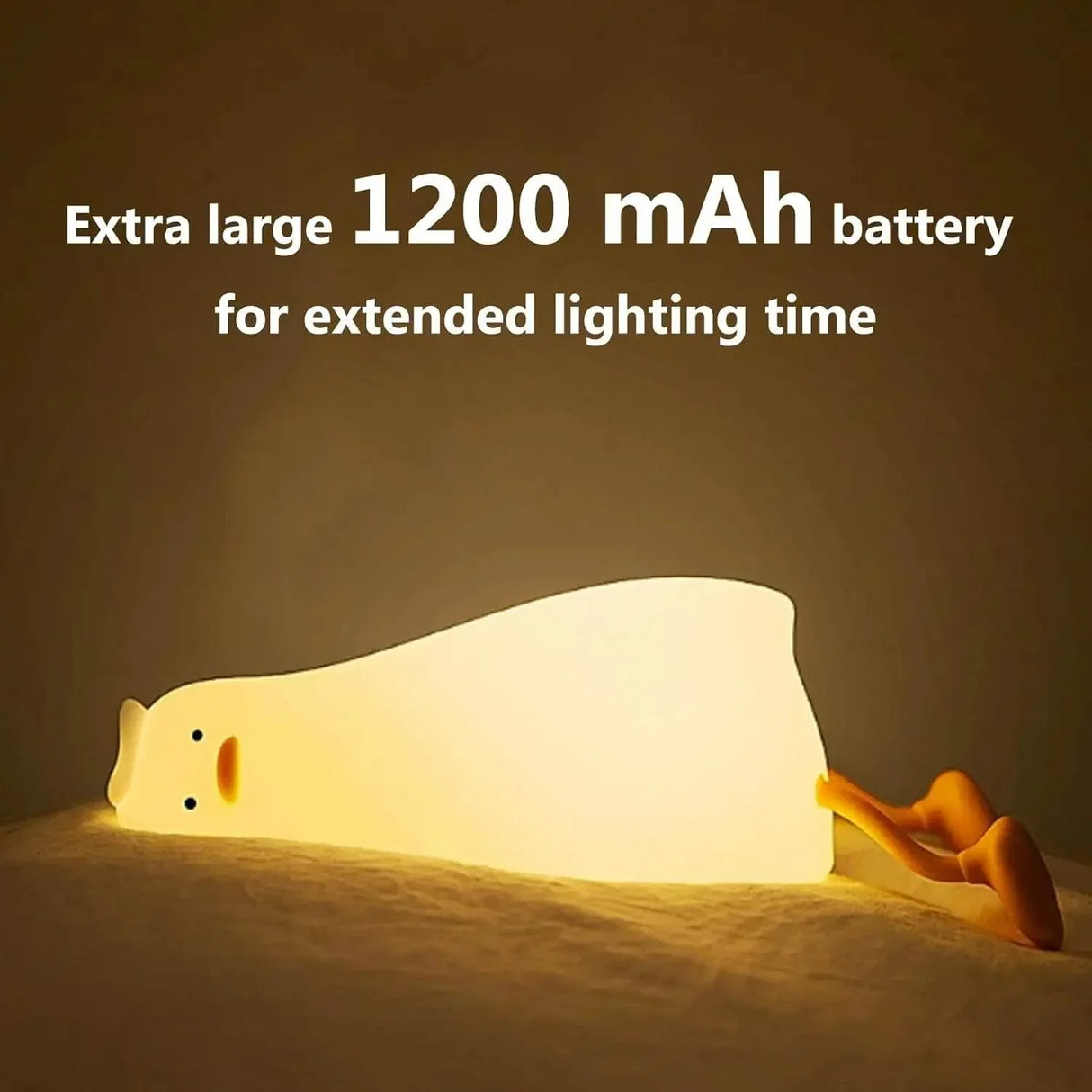 Silicone Lying Flat Duck Night Light Cute Kids Room Lamp