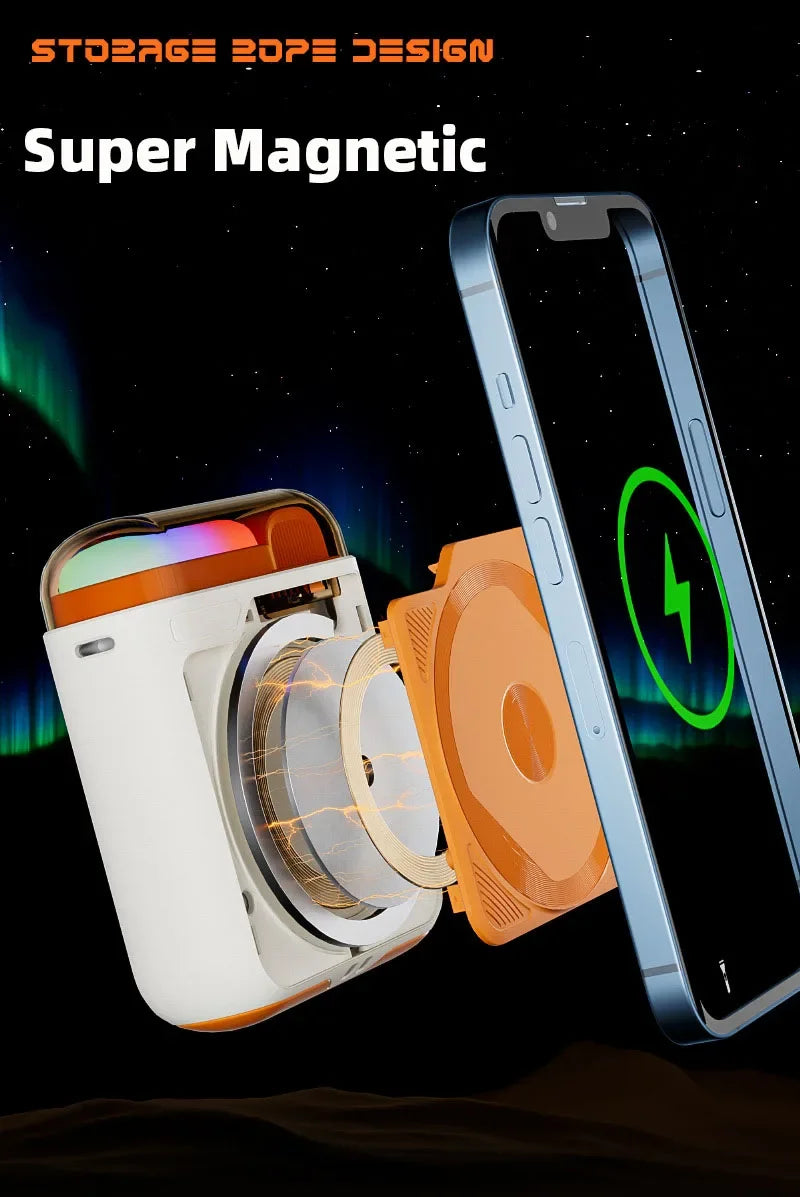 10000mAh Wireless Power Bank with Stand USB C Cable PD20W Fast Charging Magnetic External Spare Battery for IPhone Samsung Xiaom