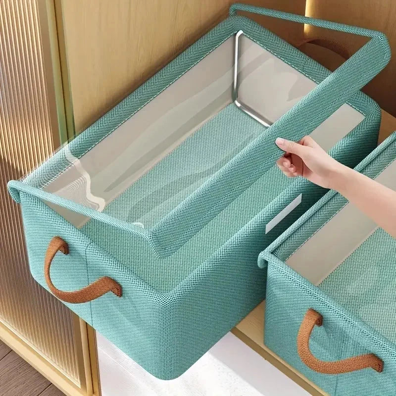 Covered clothing storage box, layered wardrobe organizer, foldable storage basket, underwear foldable storage basket