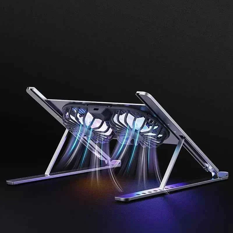 Desktop Aluminum Alloy Adjustable Big Fans Cooling Laptop Stand for 14 to 17.3inch Laptops