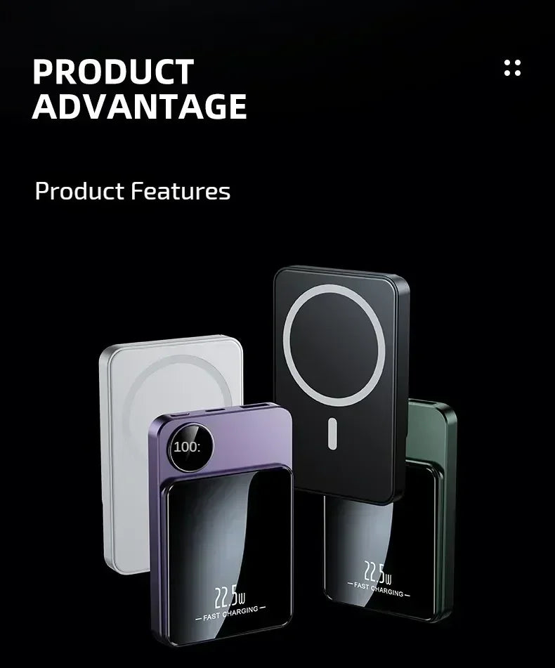 30000mAh MagSafe Power Bank - 15W Magnetic Wireless Charger with PD Fast Charge for iPhone 15/14/13 (Qi-Certified for Android)