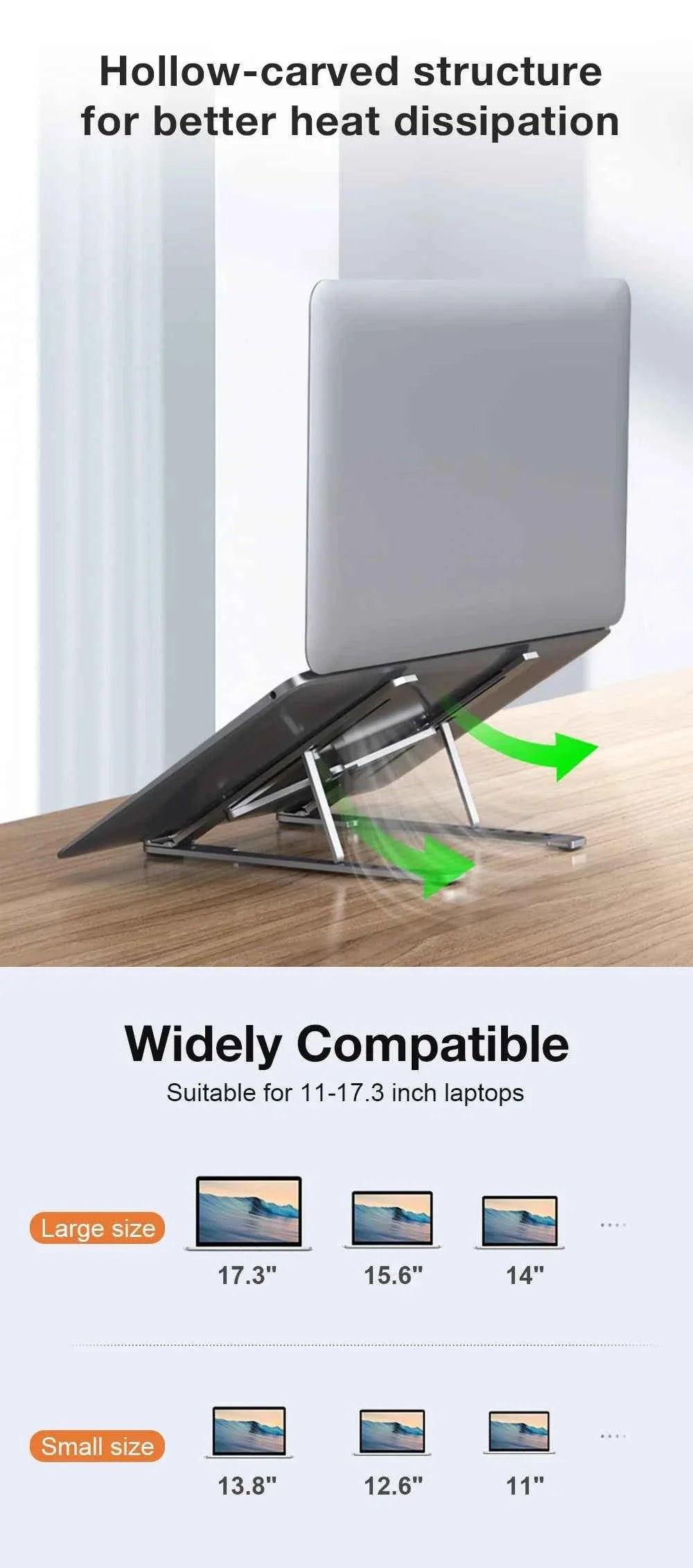 Aluminum Alloy Magnetic Laptop Stand With 8-Level Adjustment, Ventilation and Heat Dissipation, Equipped With Silicone Anti-Slip