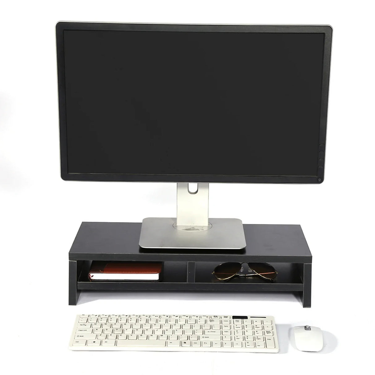 screen Desktop Monitor Stand LCD TV Laptop Rack Computer Screen Riser Shelf Office Desk Black Monitor shelf