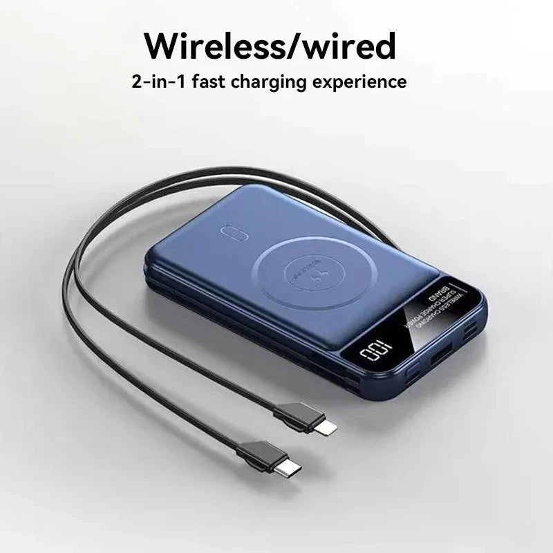 Xiaomi 50000mAh Portable Wireless Charging Power Bank Magnetic Charging Built-in Wire Mobile Phone Battery For Iphone Samsung