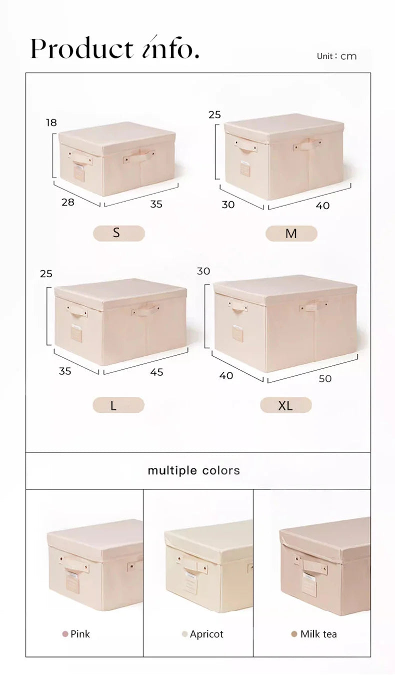 Fabric Foldable Storage Box With Lid Organizer For Clothes Large Capacity Quilt Blanket Toy Storage Closet Wardrobe Organizer