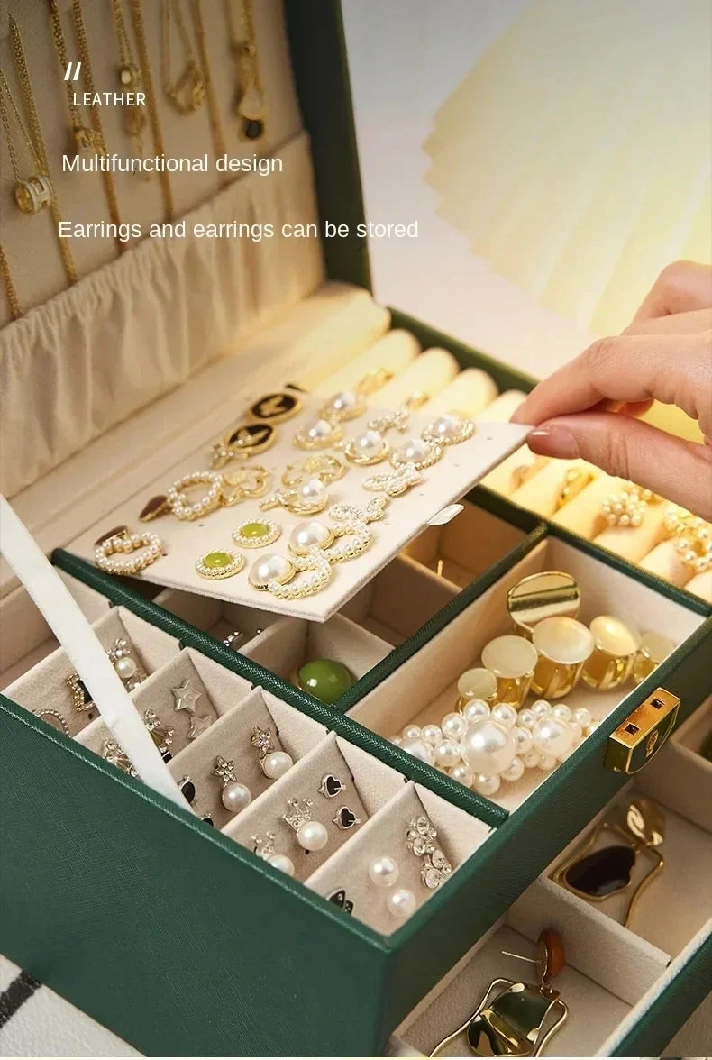 Three-layer Jewelry Storage Box for High-end Exquisite Necklaces, Earrings,Gold Jewelry and Hand Accessories with Large Capacity