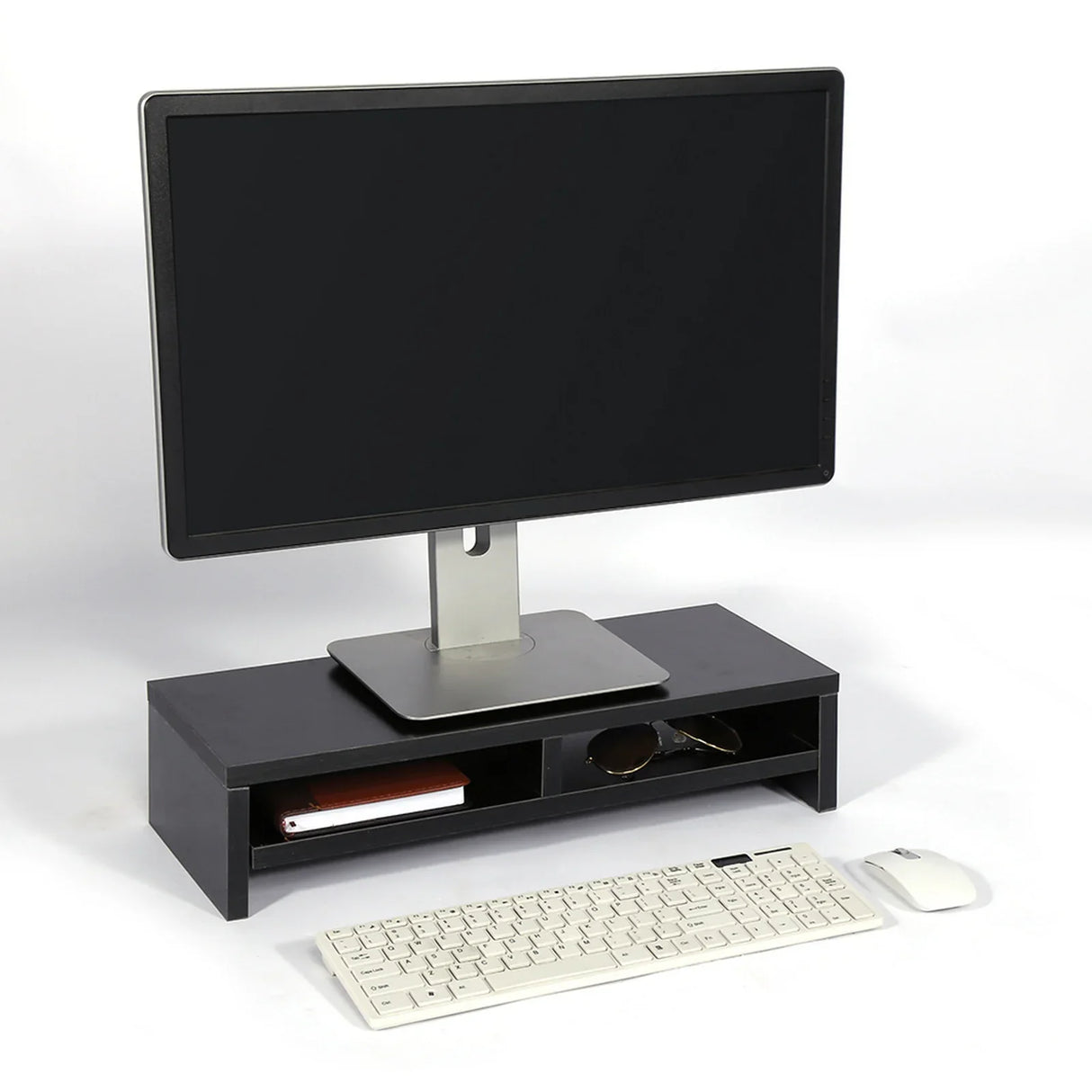 screen Desktop Monitor Stand LCD TV Laptop Rack Computer Screen Riser Shelf Office Desk Black Monitor shelf