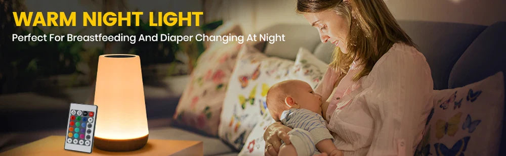 13 Color LED Changing Night Light RGB Remote Control Touch Dimmable Lamp Portable Table Bedside Lamp USB Rechargeable Night Lamp