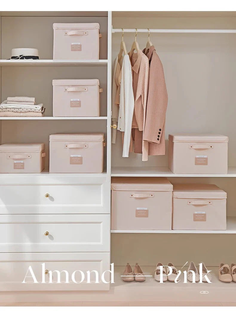 Fabric Foldable Storage Box With Lid Organizer For Clothes Large Capacity Quilt Blanket Toy Storage Closet Wardrobe Organizer