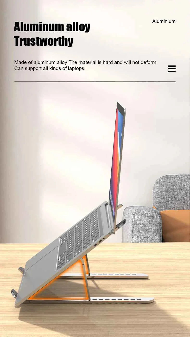 Aluminum Alloy Laptop Holder Stand Adjustable Foldable Portable for Notebook Computer Bracket Lifting Cooling Holder Non-slip