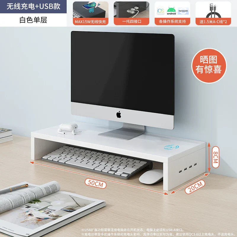 Desktop Computer Monitor Support With USB Office Desk Storage Box Monitor Stand Screen Holder Pc Laptop Home Office Desk ForGift