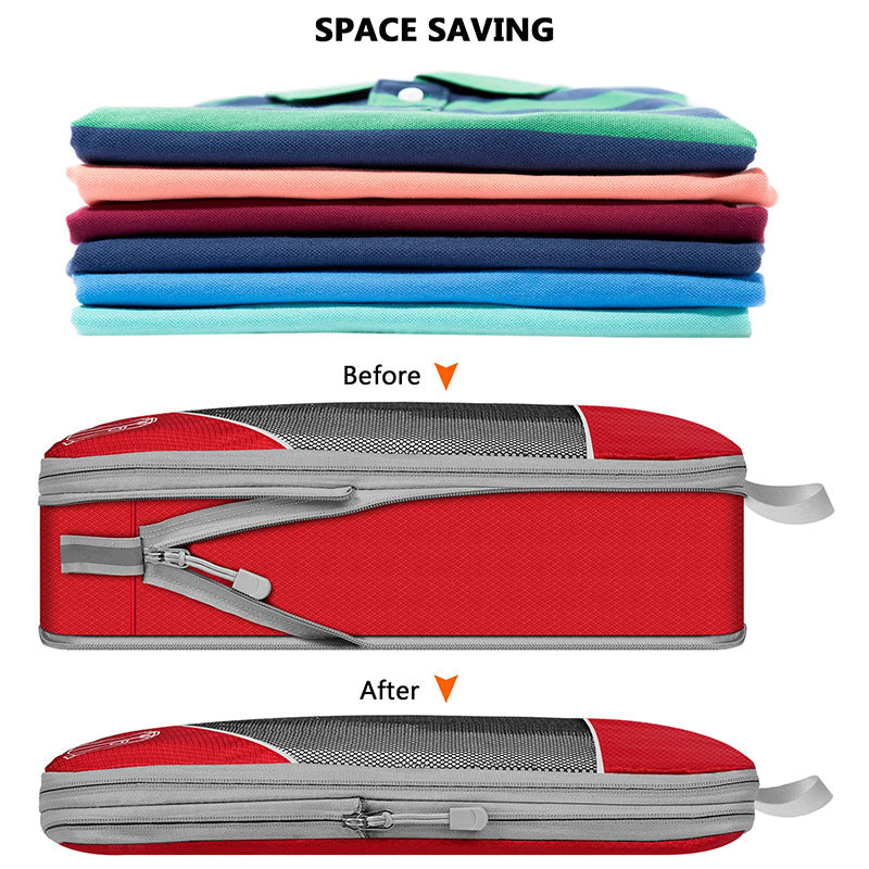 3/6PCS Compressed Packing Cubes Travel Storage Set With Shoe Bag Mesh Visual Luggage Organizer Portable Lightweight Suitcase Bag